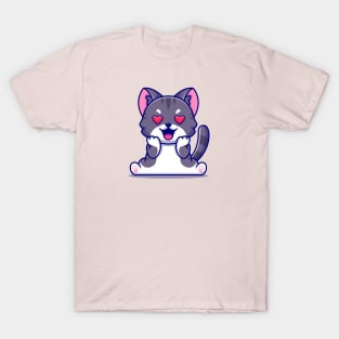 Cute Cat Falling In Love Cartoon T-Shirt